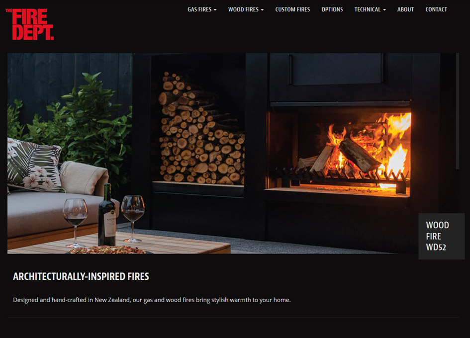 screenshot of the fire department website