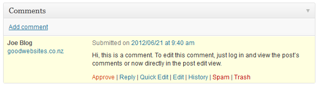 comment editing in post view