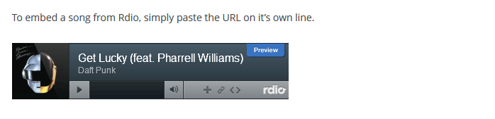 Rdio embeds in WordPress post