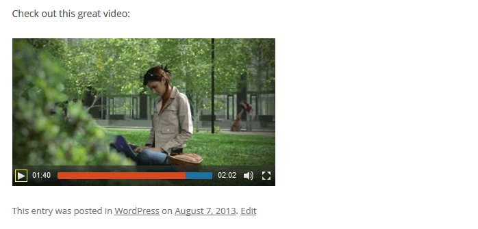 Video embed in WordPress post