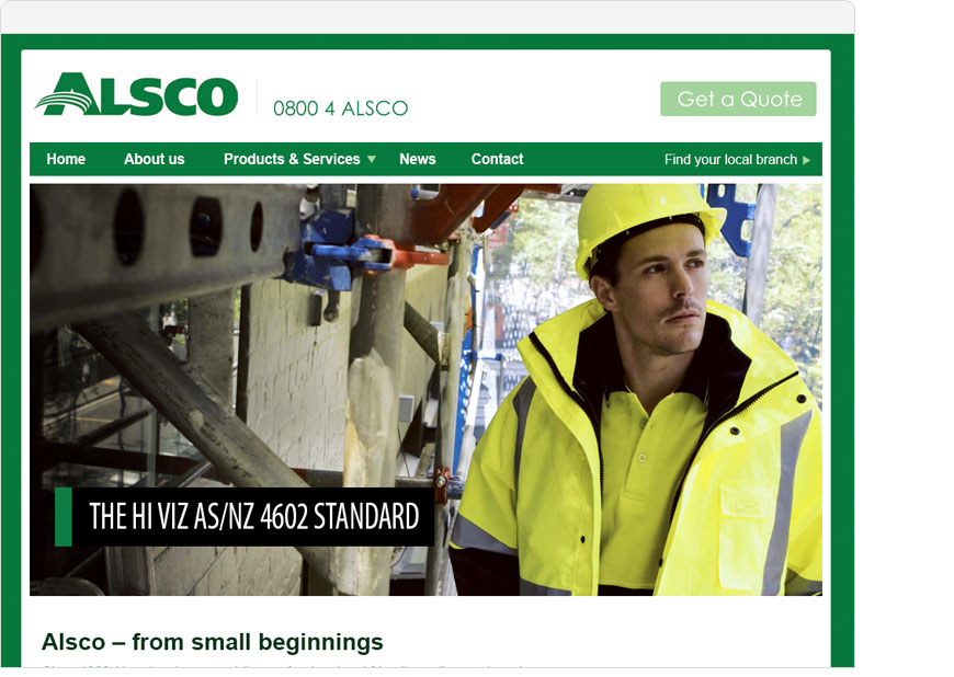 screenshot alsco website