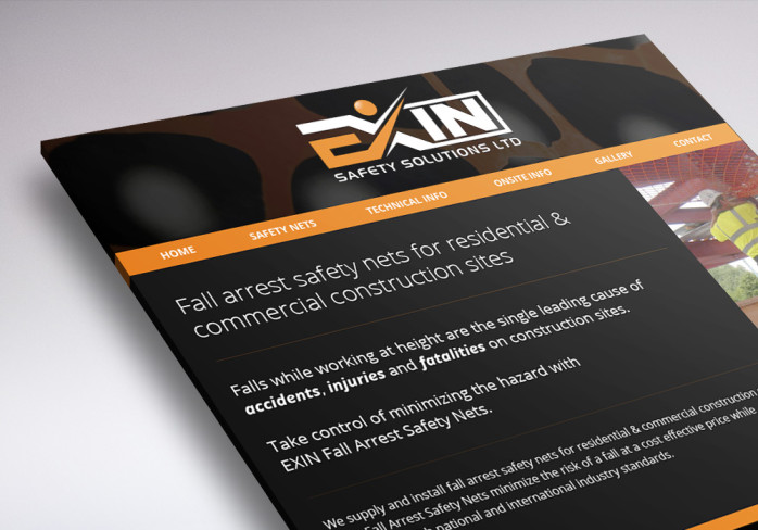 one page website for Exin Safety Solutions