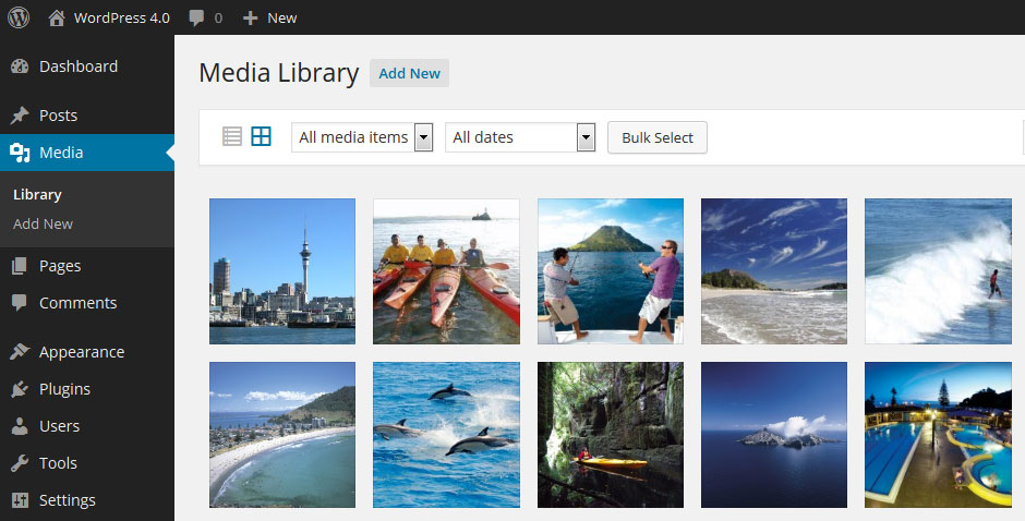 WordPress 4.0 media management