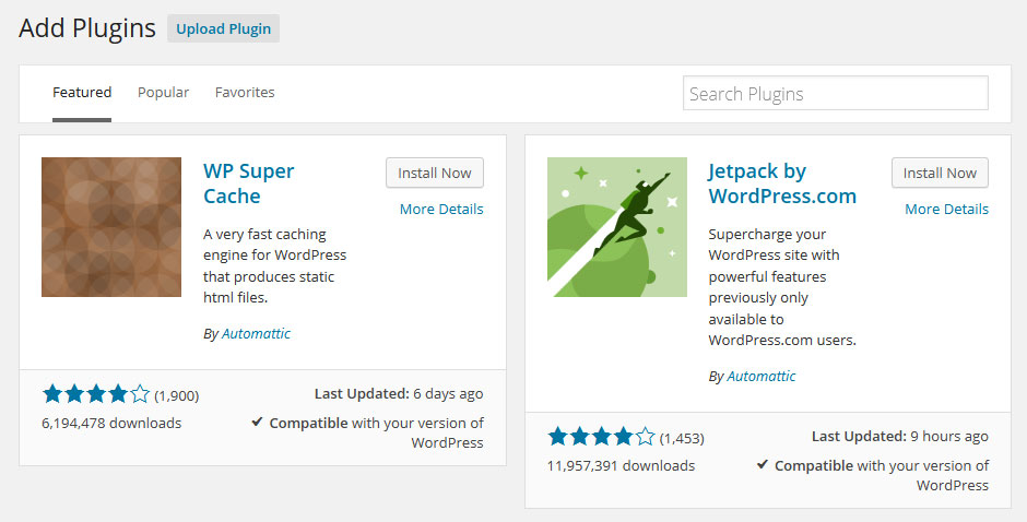 WordPress 4.0 plugin page