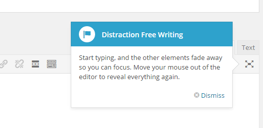 distraction free writing button