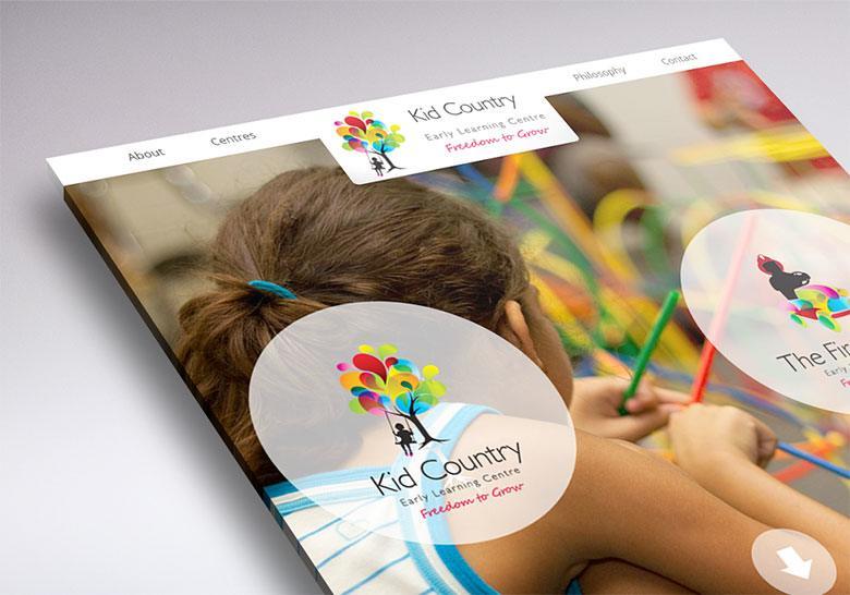 Working on the One Page website design of Kid Country.