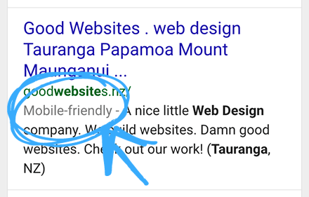 Google's mobile friendly label