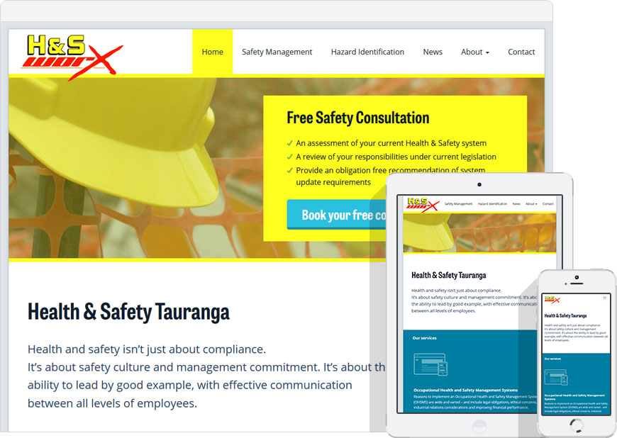 screenshot WordPress website up health and safety worx