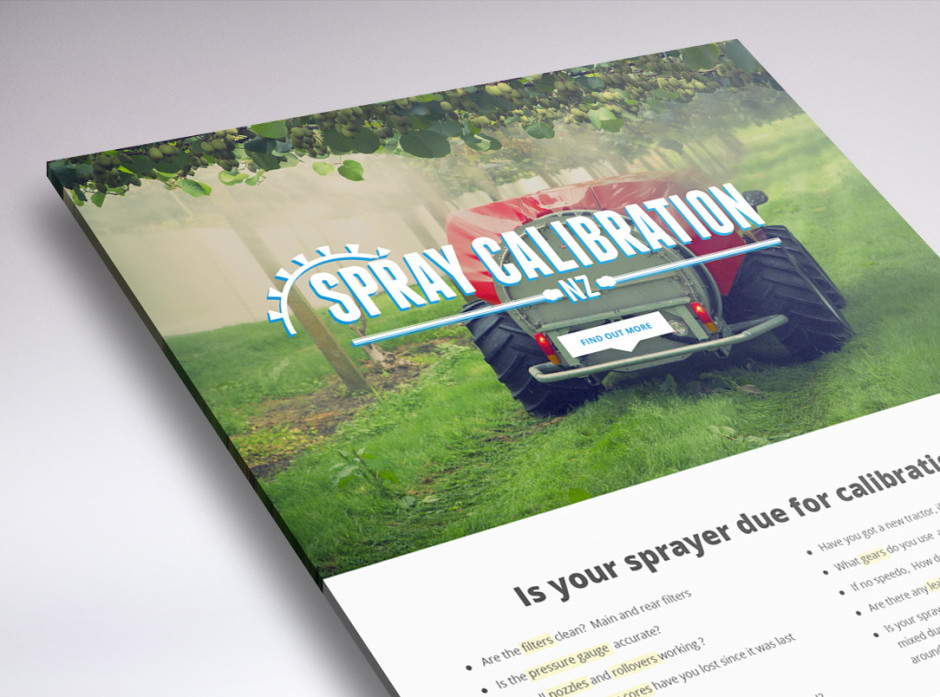 One page website design for Spray Calibration NZ