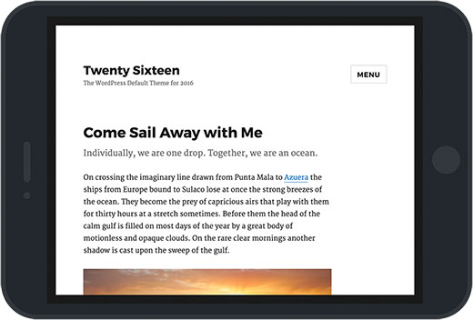 WordPress default theme Twenty Sixteen