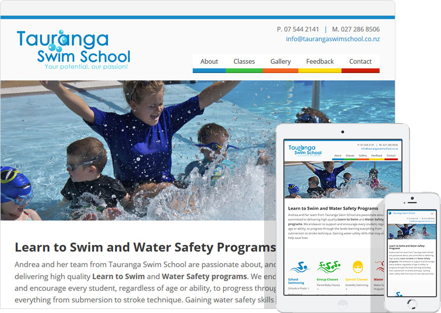 Up and running the website for Tauranga Swim School