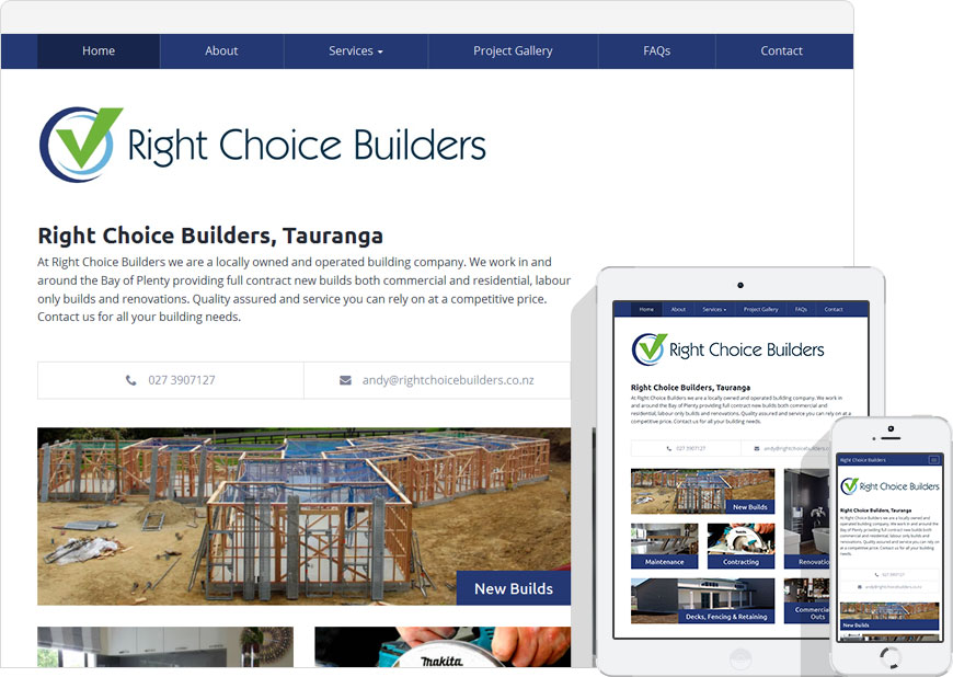 screen shot right choice builders website