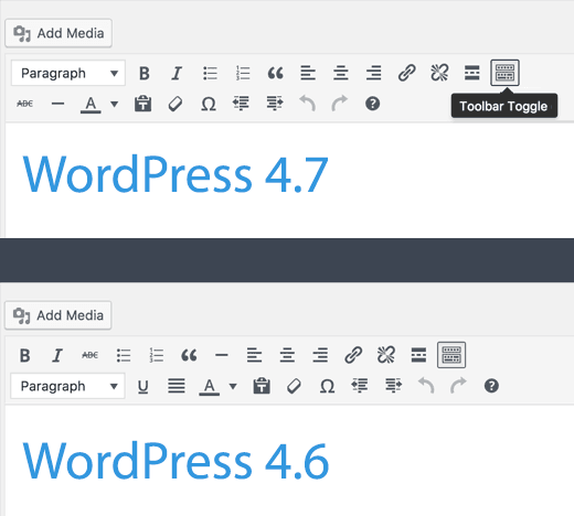 wordpress 4.7 editor changes