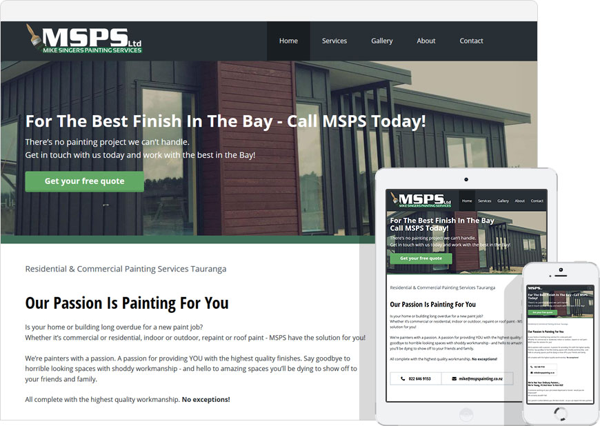 screenshot one page website for MSPS Painting