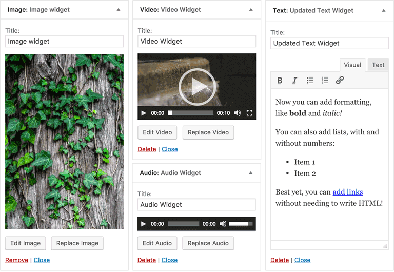 New WordPress 4.8 Media Widgets