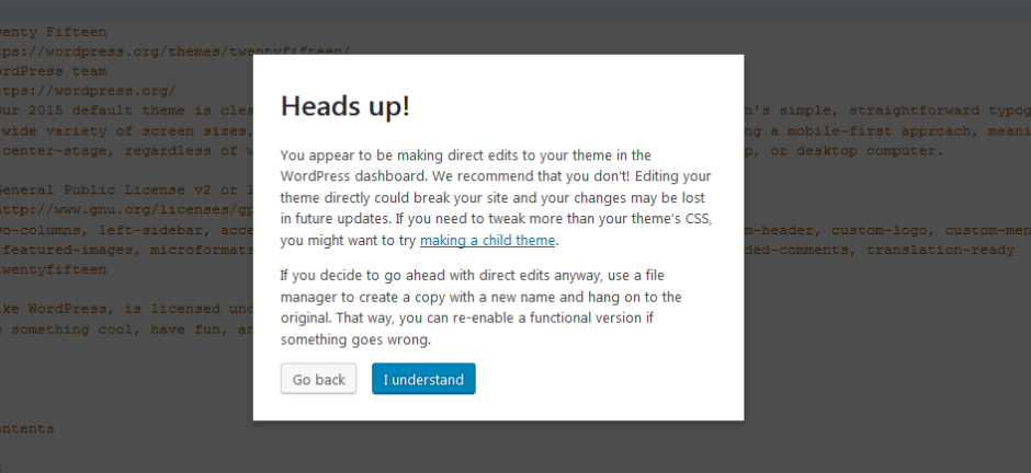 wordpress 4.9 code editing