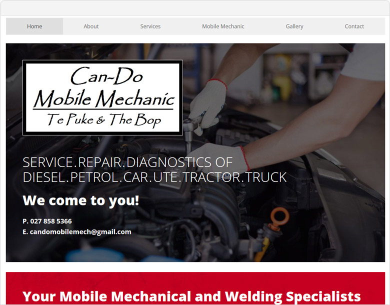 screenshot website cando mobile mechanic