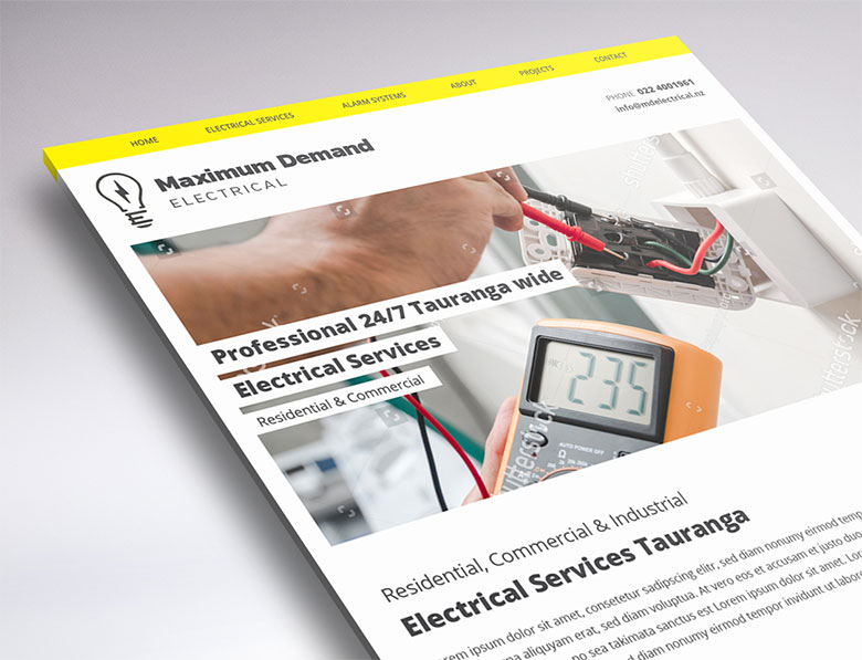 one-page website design for MD Eelectrical