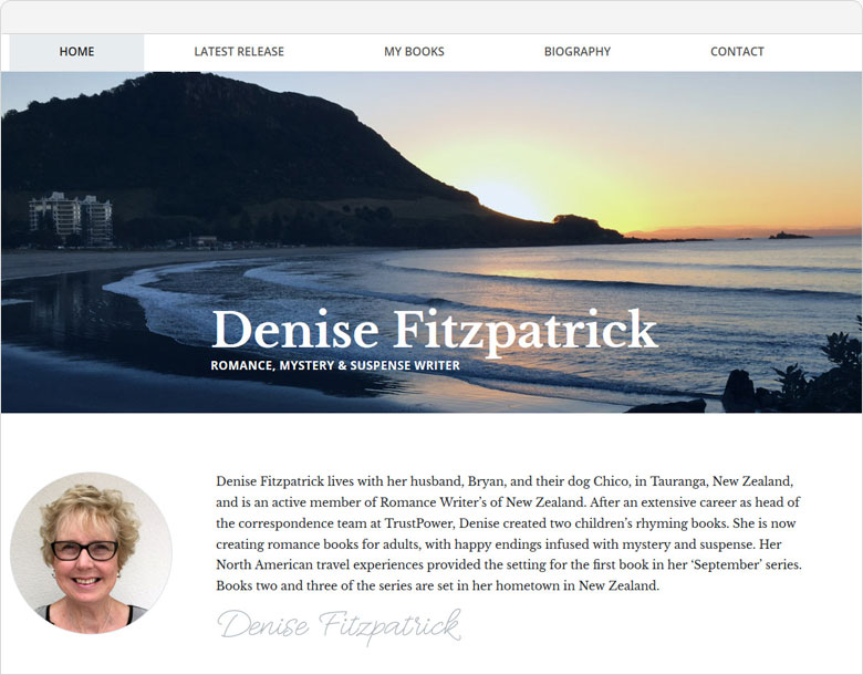 screenshot of the one-page website for Denise Fitzpatrick