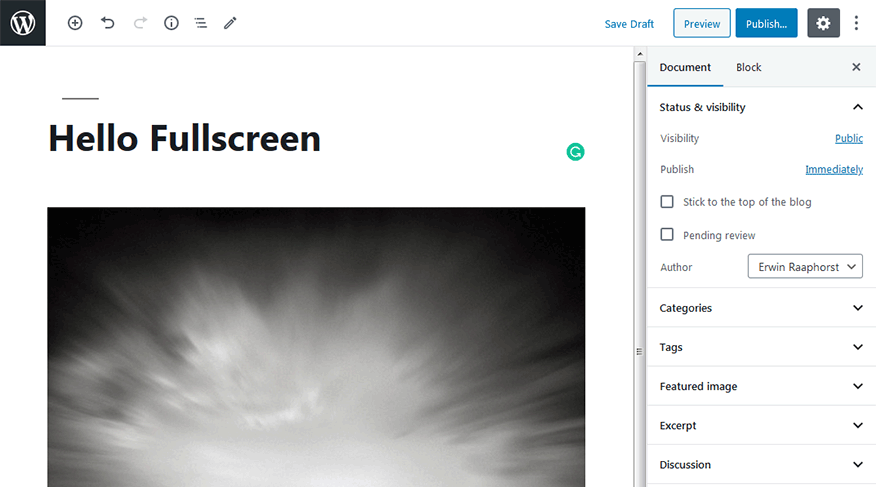 Fullscreen Editing in WordPress 5.4