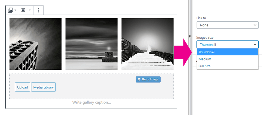 Select Image Sizes in the Gallery Block in WordPress 5.4