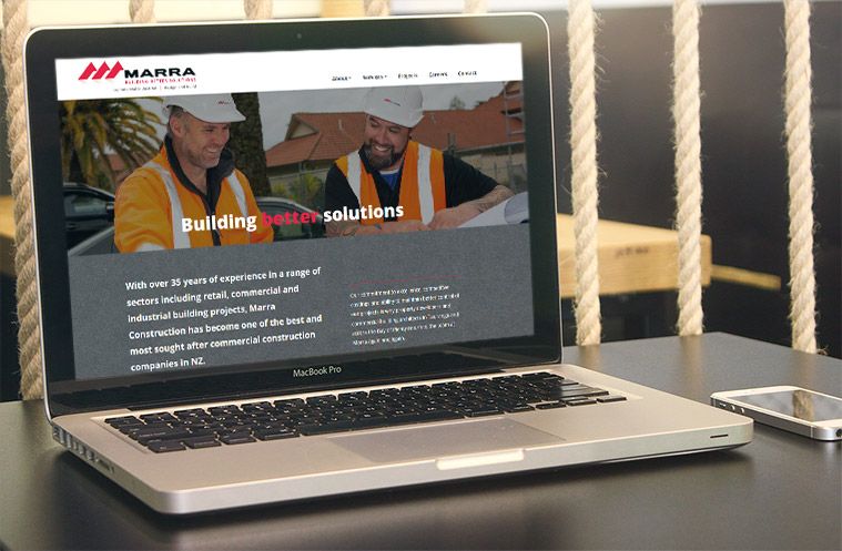 screenshot of the WordPress website of Marra Construction