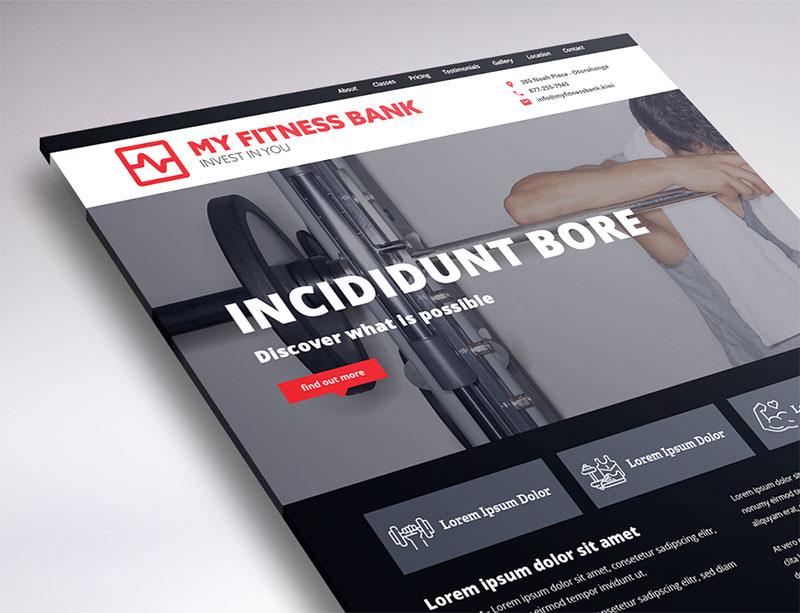 website design of My Fitness Bank