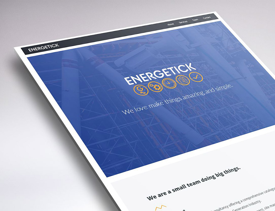 One page website design for Energetick