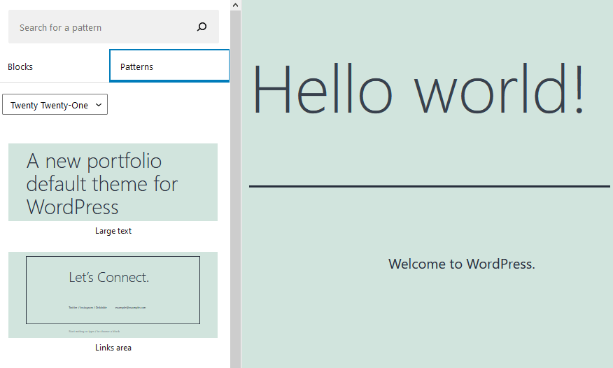 more block patterns in WordPress 5.6