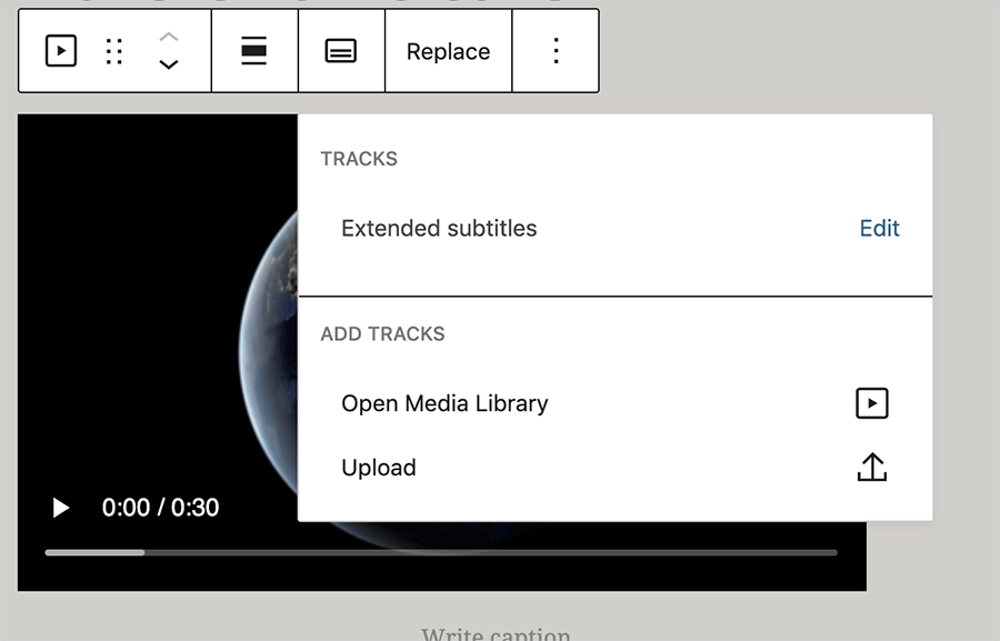 video subtitles in WordPress 5.6