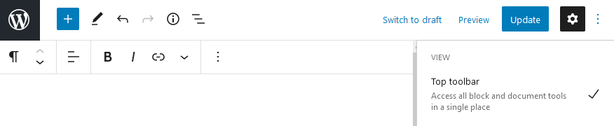 top toolbar mode improvements WordPress block editor
