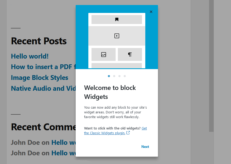 block-based widget areas in WordPress 5.8