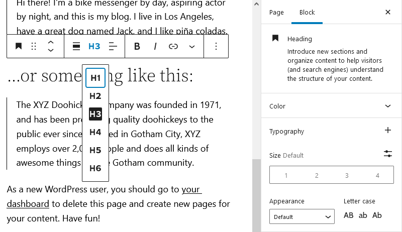 WordPress 5.9 improved typography controls