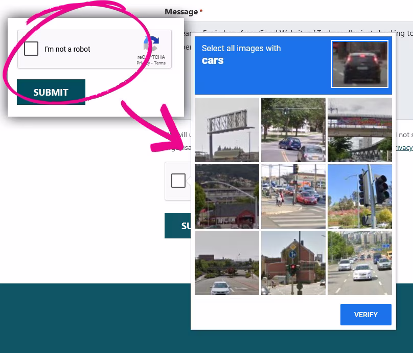 better website contact form spam protection