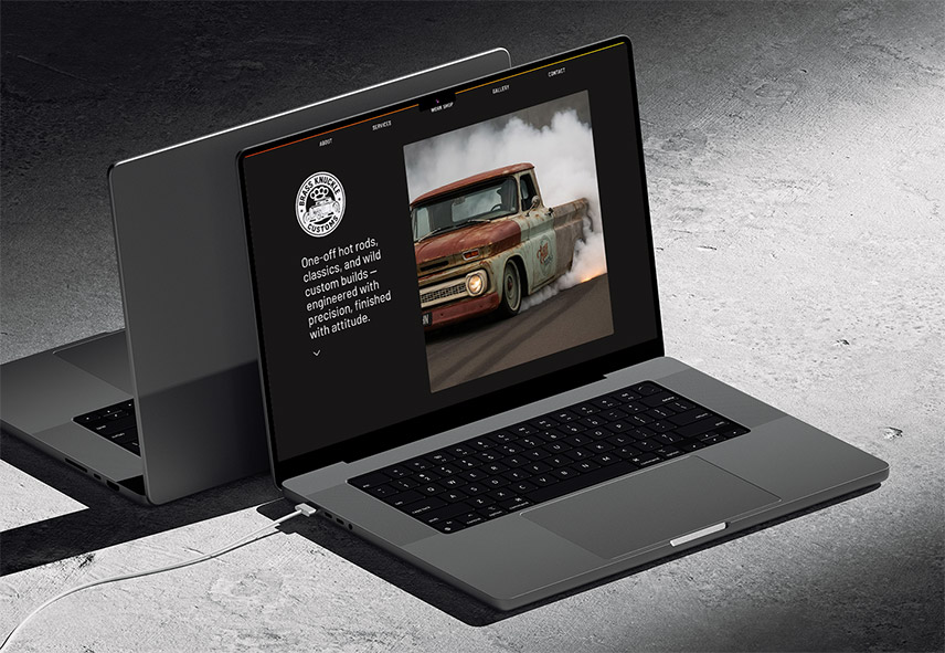 one-page website for Brass Knuckle Customs
