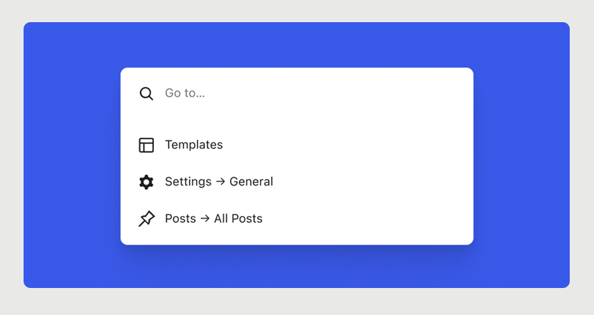 command palette access in WordPress