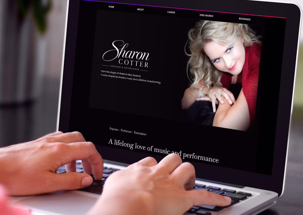 The one page website for Sharon Cotter